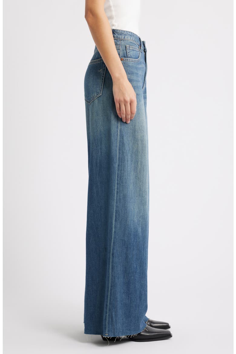 Raw Hem High Waist Super Wide Leg Jeans, Alternate, color, MED.WASH