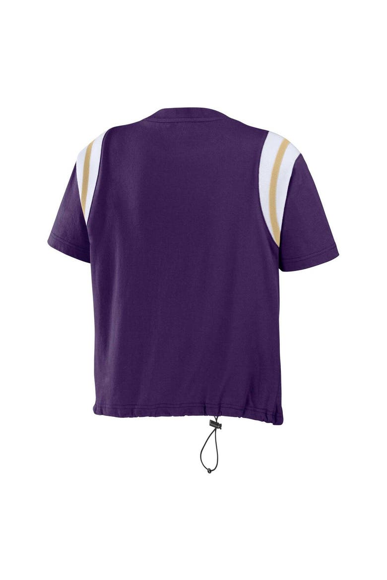 Women's WEAR by Erin Andrews Purple Baltimore Ravens Cinched Colorblock T-Shirt, Alternate, color, Purple