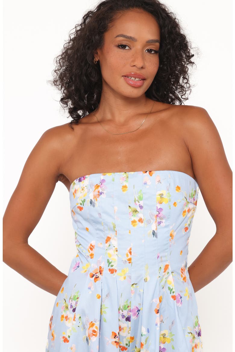 Wren Floral Strapless Wide Leg Cotton Jumpsuit, Alternate, color, CORNFLOWER BLUE FLORAL