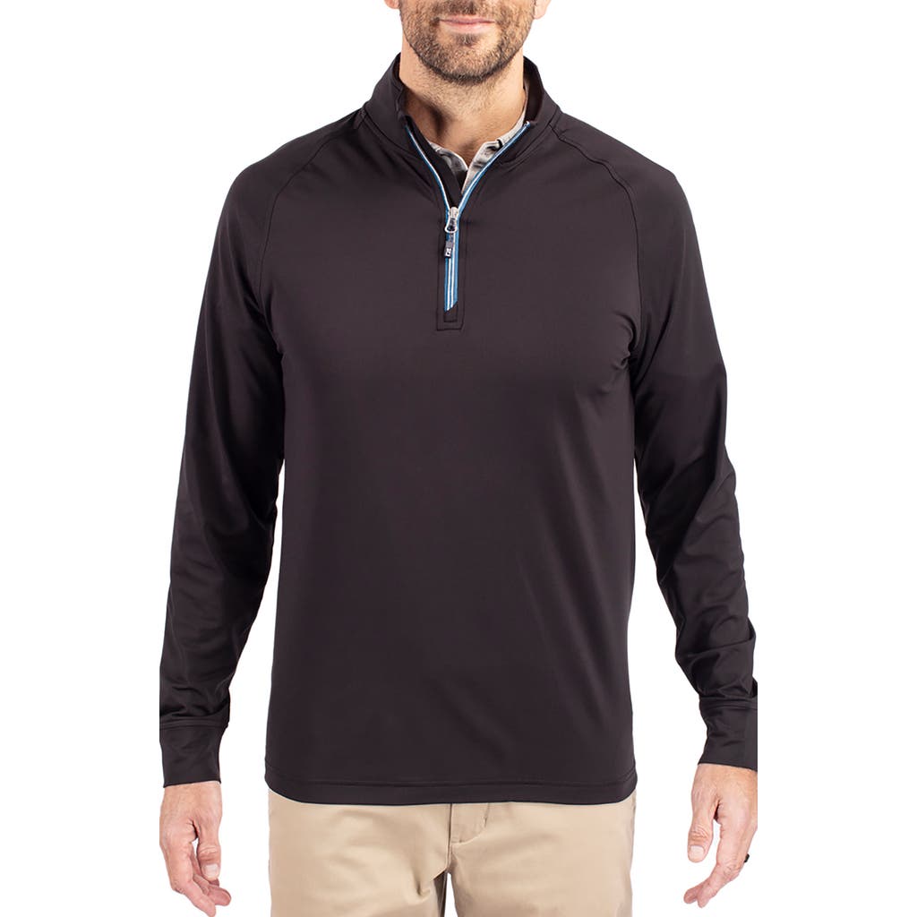 Cutter & Buck Adapt Eco Knit Stretch Recycled Mens Big And Tall Quarter Zip Pullover Jacket In Black