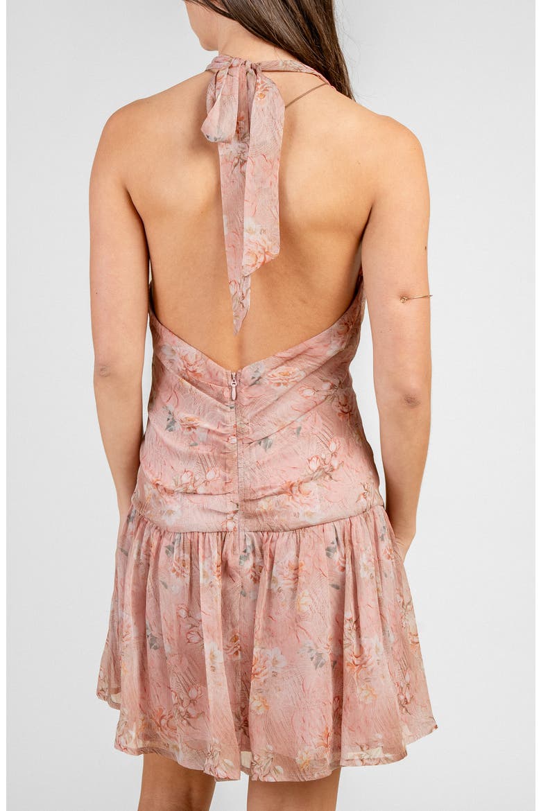 Halter Neck Mini Dress, Alternate, color, DUSTY ROSE