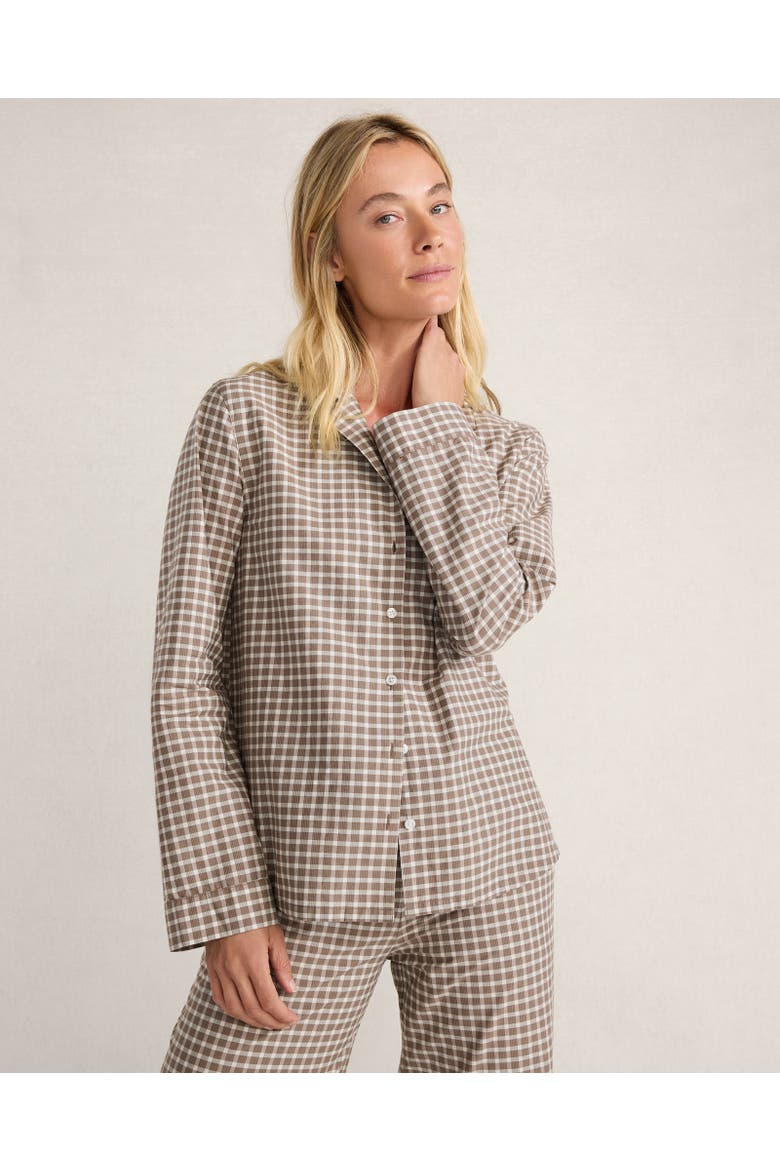 Organic Cotton Poplin Plaid Pajama Top, Main, color, Deep Mocha Multi Plaid