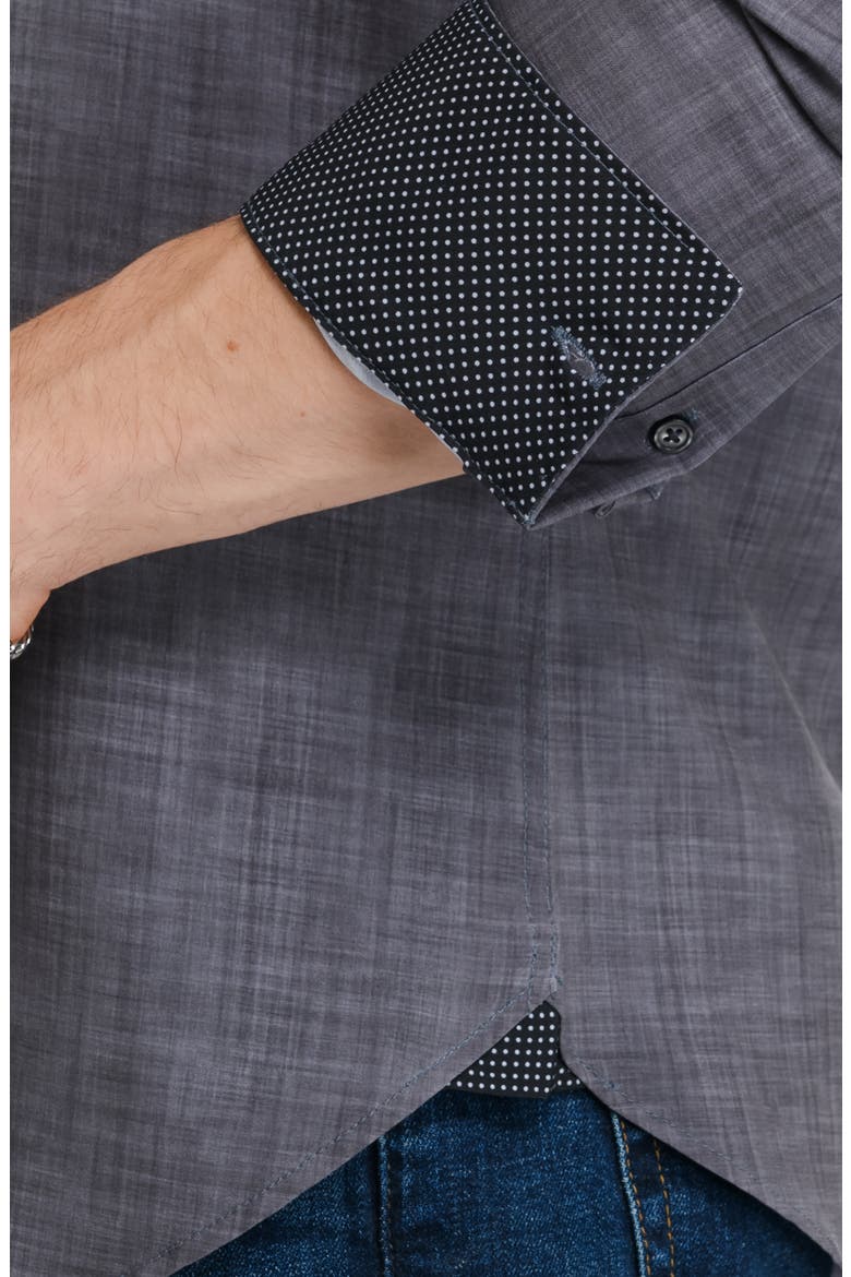Slim Fit Stretch Chambray Button-Up Shirt, Alternate, color, CHARCOAL