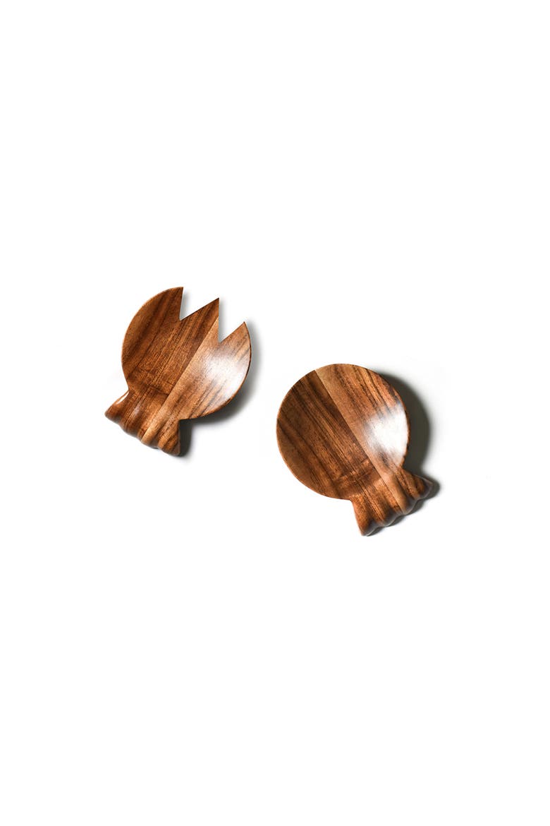 Fundamental Wood Ruffle Hand Salad Server Set, Main, color, Brown