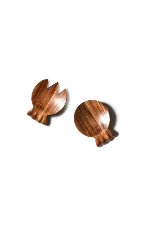 Fundamental Wood Ruffle Hand Salad Server Set