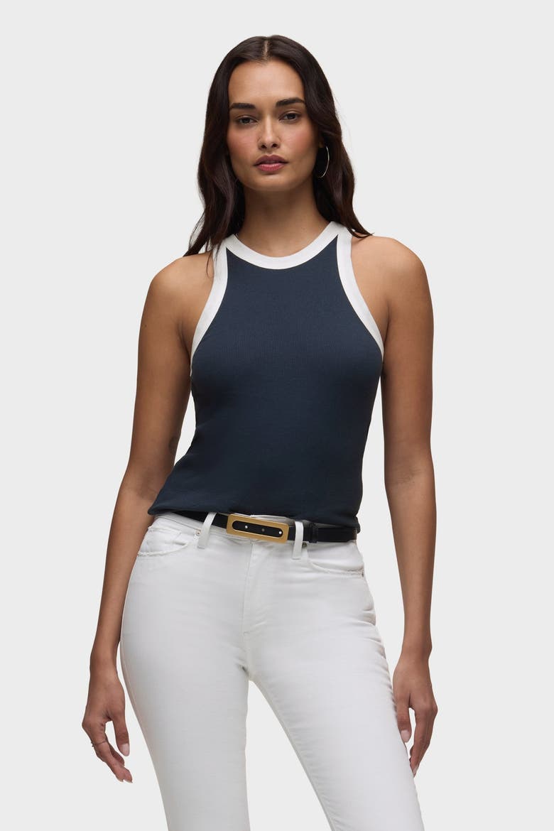 Ribbed Racer Tank, Main, color, NAVY/WHITE