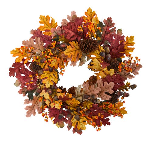 24-in Oak Leaf, Acorn & Pine Wreath