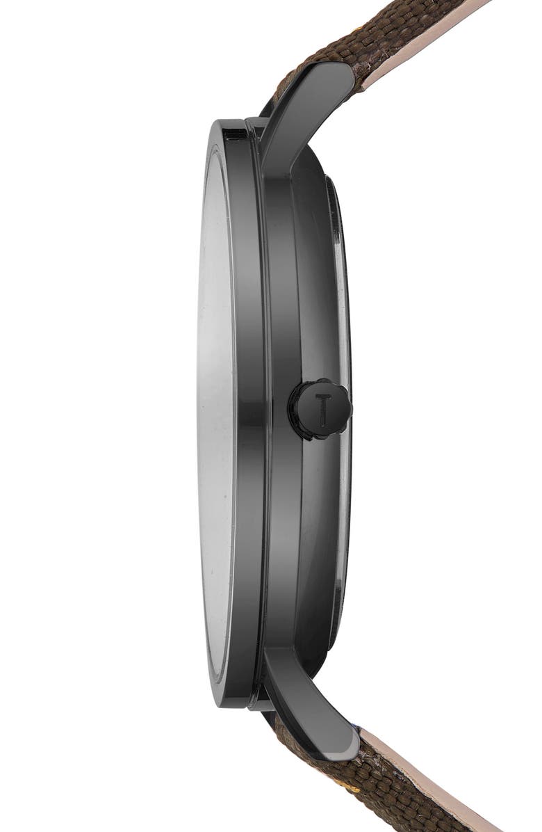 Ted Baker London Brit Leather Strap Watch, 40mm, Alternate, color, Light Brown/ Dark Green