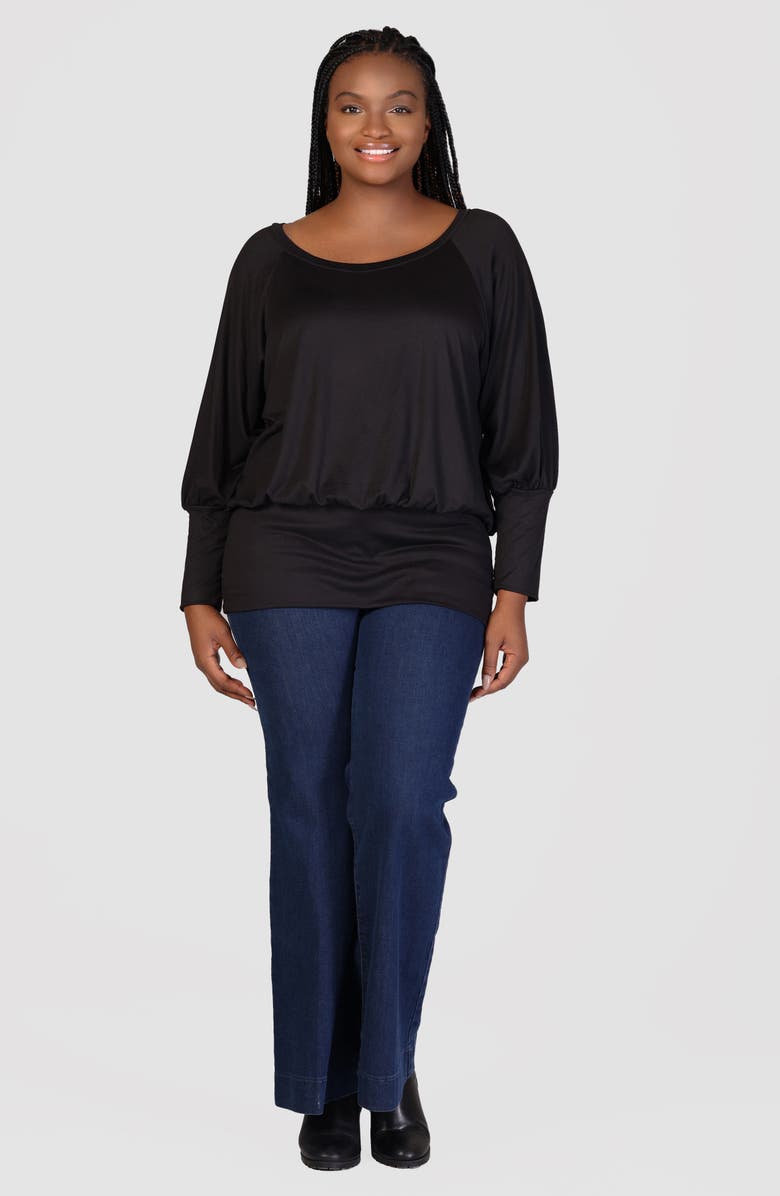 24seven Comfort Apparel Long Sleeve Jersey Top, Alternate, color, Black