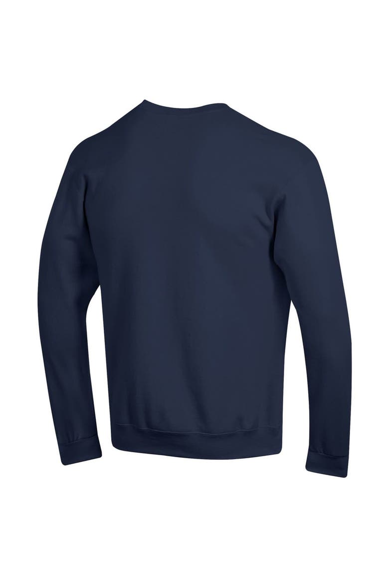Men's Champion  Navy West Virginia Mountaineers Basic Arch Fleece Pullover Sweatshirt, Alternate, color, Navy