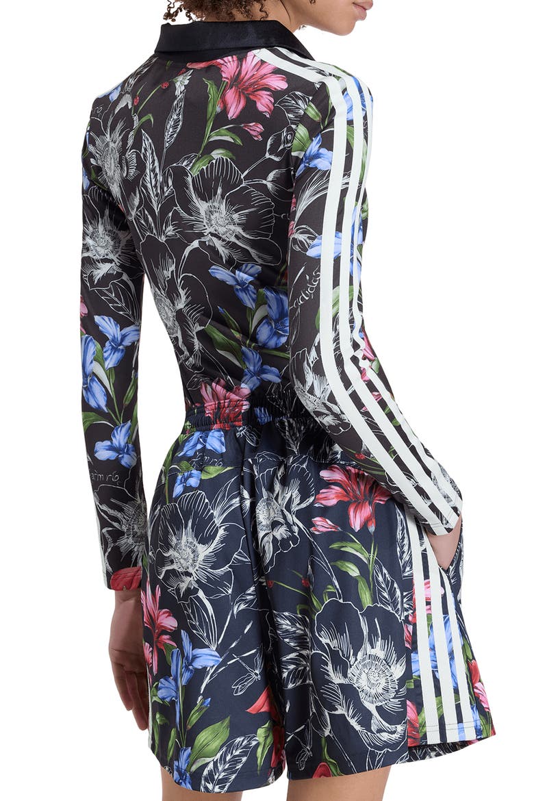 x FARM Rio Floral Long Sleeve Bodysuit, Alternate, color, BLACK/ CREAM WHITE/ MULTICOLOR