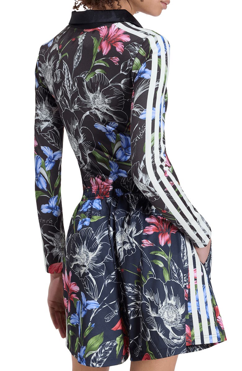 adidas x FARM Rio Floral Long Sleeve Bodysuit, Alternate, color, Black/ Cream White/ Multicolor