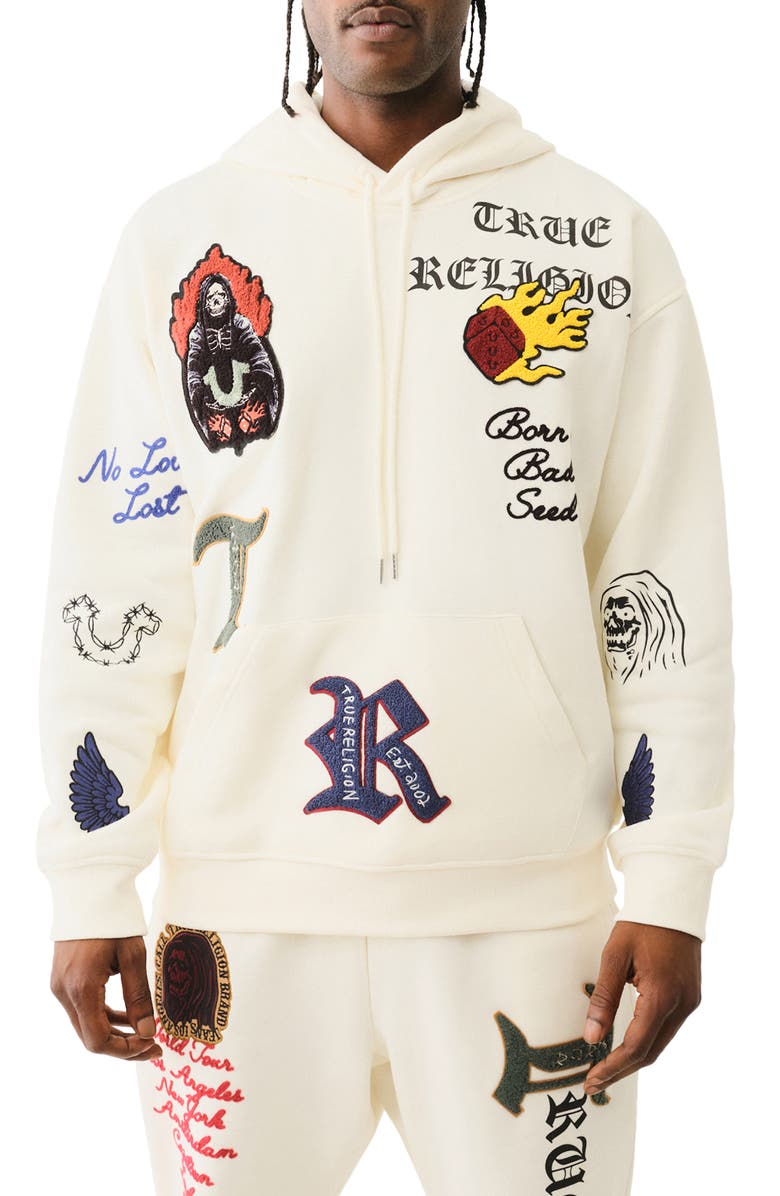 True Religion Patch Embroidered Hoodie, Main, color, 