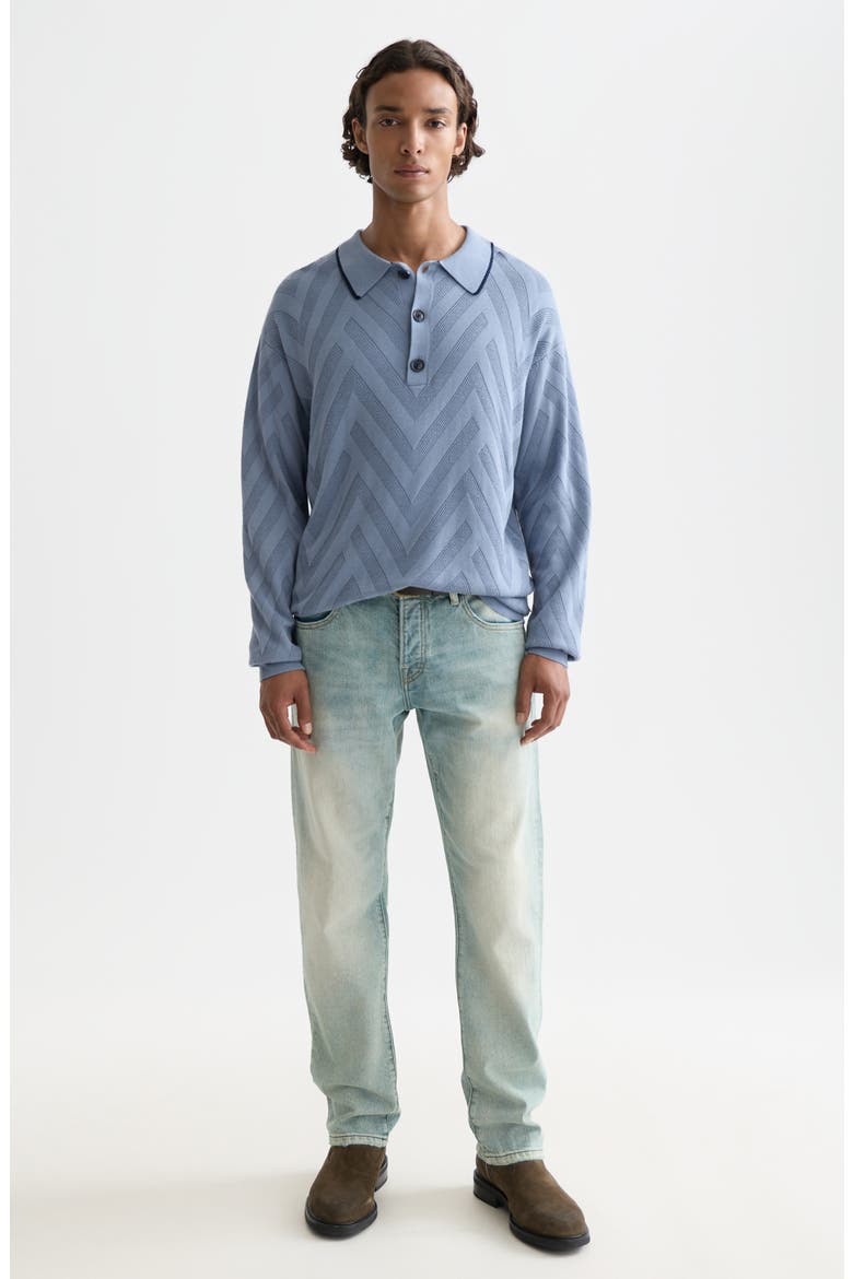 Structured Long Sleeve Polo, Alternate, color, INFINITY
