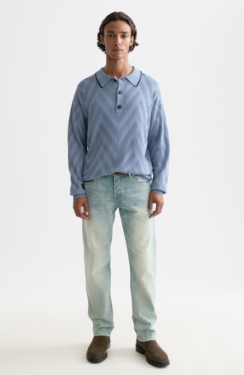 Scotch & Soda Structured Long Sleeve Polo, Alternate, color, Infinity