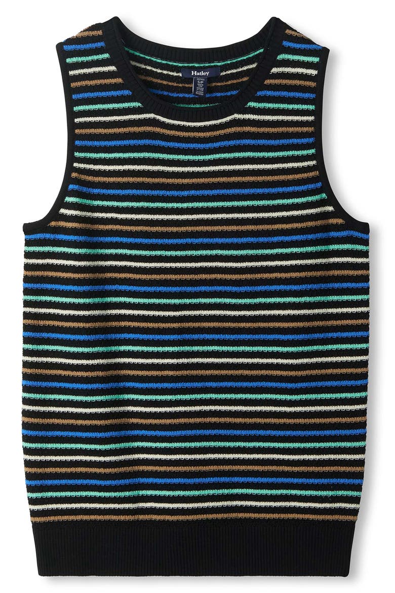 Kate Desert Stripe Cotton Sweater Vest, Alternate, color, BLACK