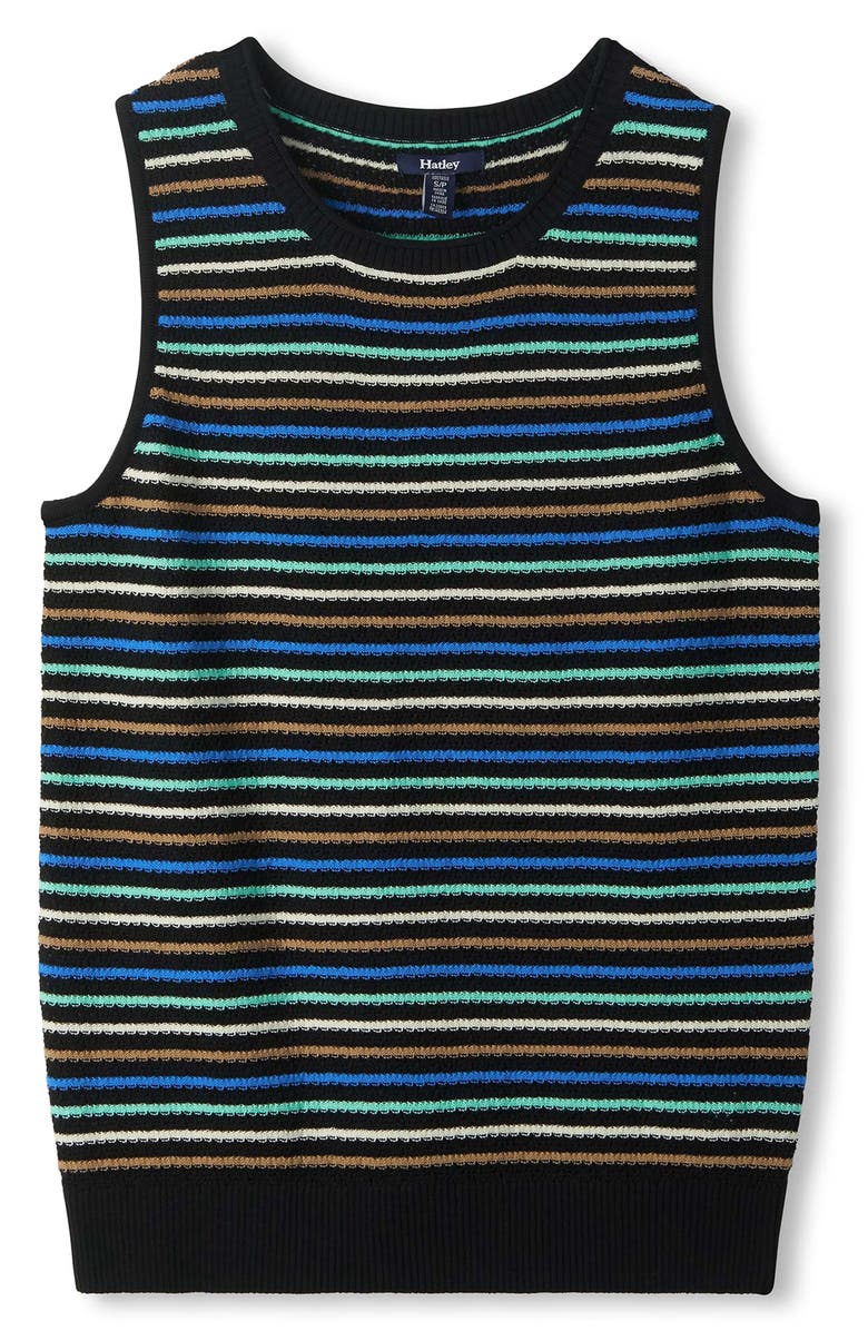 Hatley Kate Desert Stripe Cotton Sweater Vest, Alternate, color, Black
