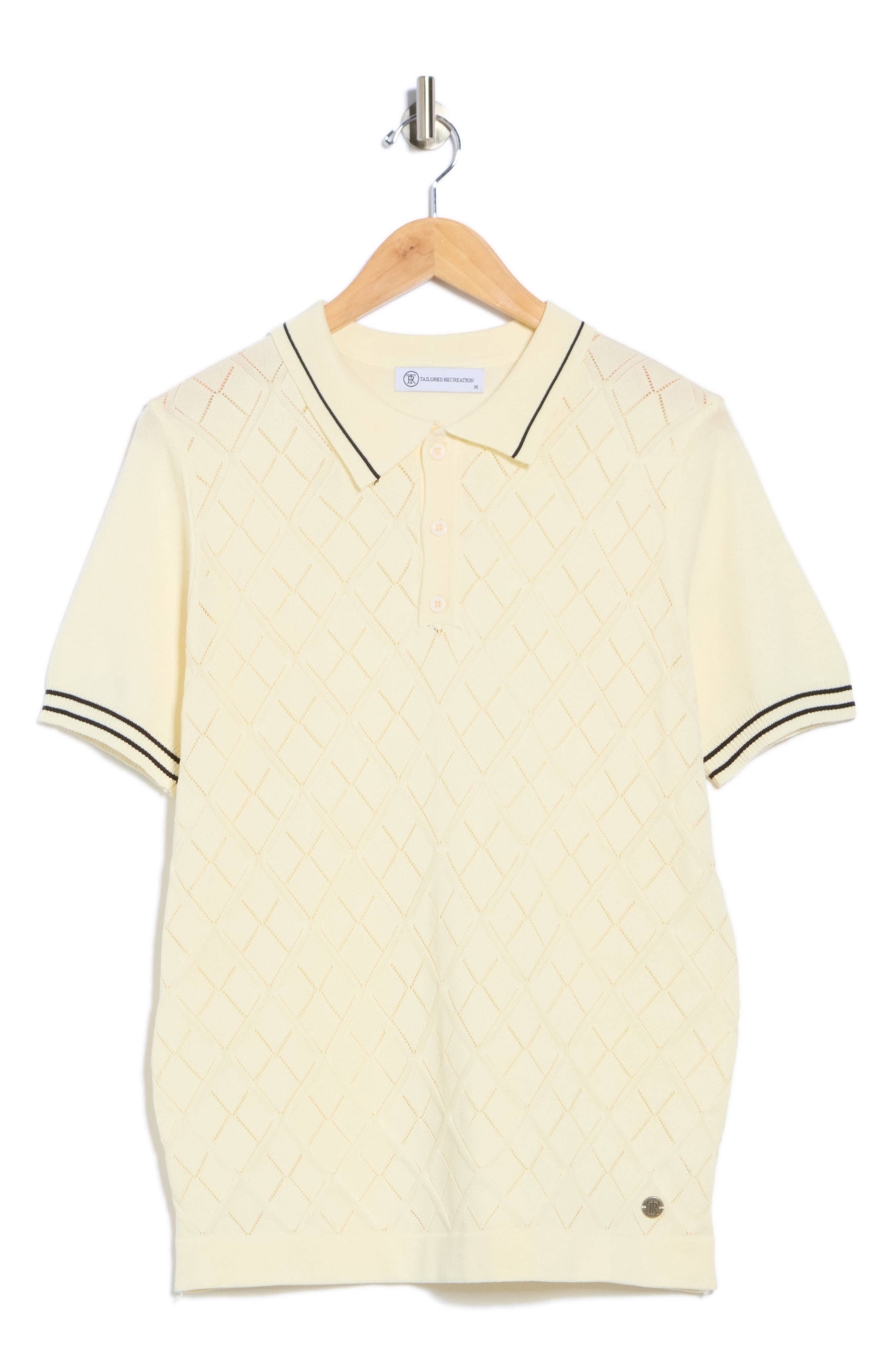 T.R. PREMIUM Tipped Diamond Knit Short Sleeve Sweater (Men) | Nordstromrack