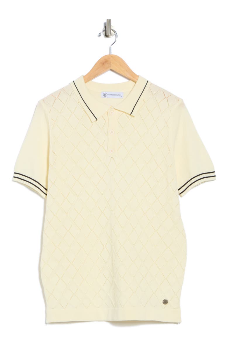 Tipped Diamond Knit Short Sleeve Sweater, Alternate, color, VANILLA