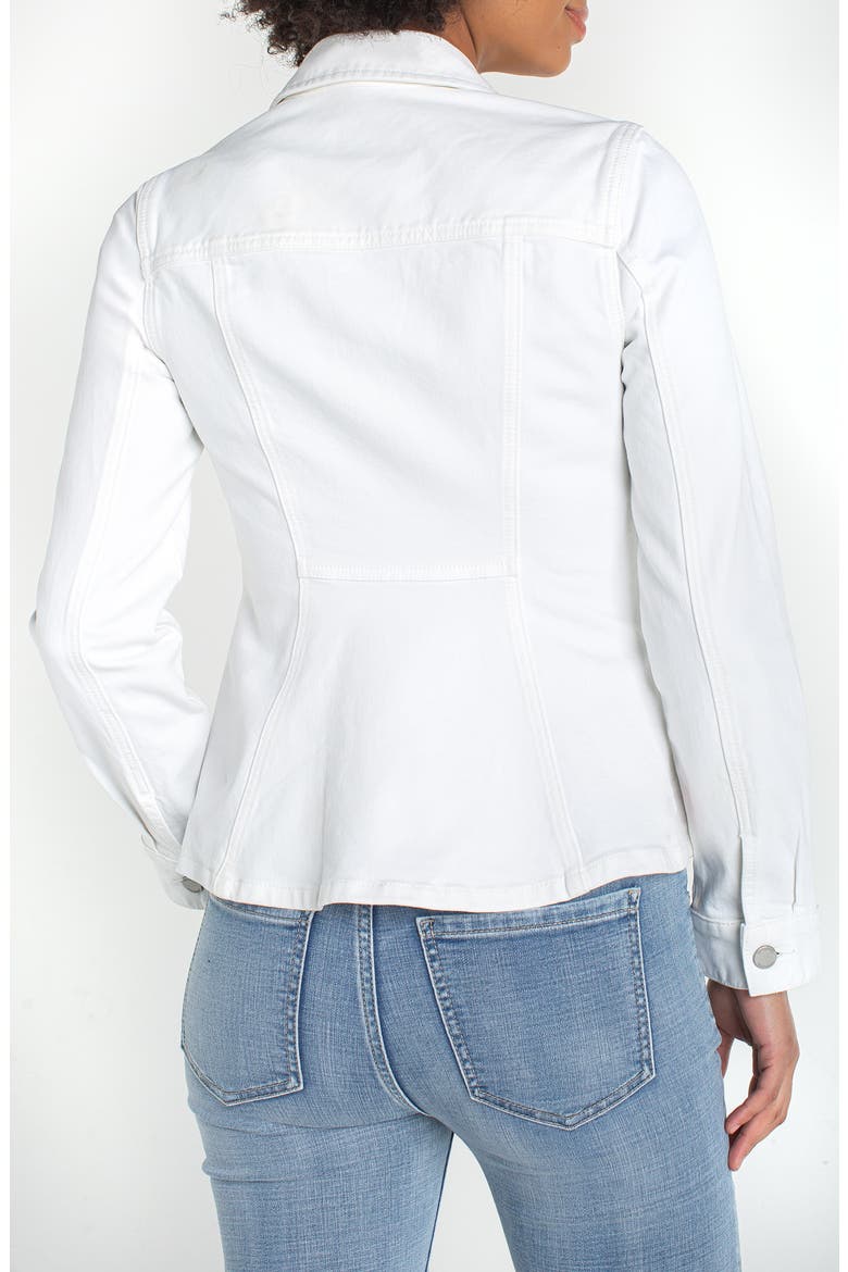Fit & Flare Denim Trucker Jacket, Alternate, color, BRIGHT WHITE