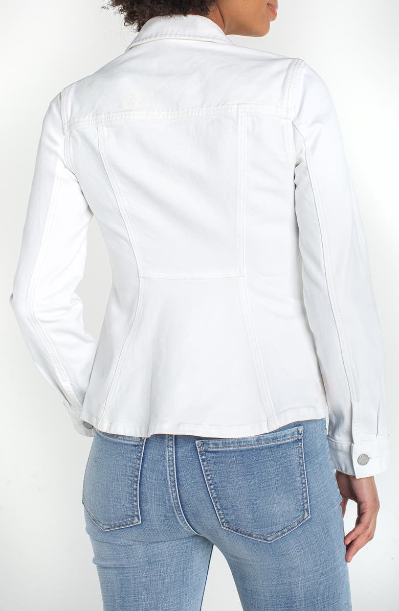 Liverpool Los Angeles Fit & Flare Denim Trucker Jacket, Alternate, color, Bright White