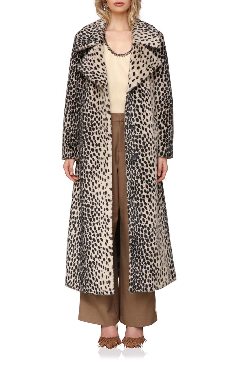 Avec Les Filles Faux Fur Belted Coat, Main, color, Black Cheetah