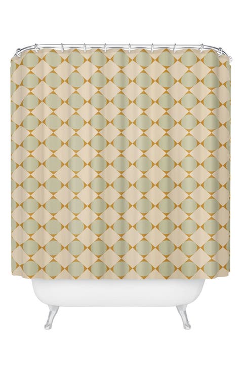 Retro Geometric Print Shower Curtain