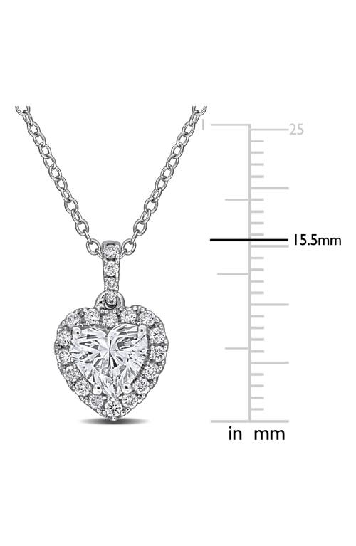 Created Forever Sterling Silver Lab Grown Diamond Heart Halo Pendant Necklace In Silver