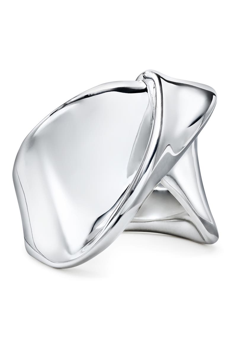Classico Folded Ribbon Cocktail Ring, Main, color, SILVER