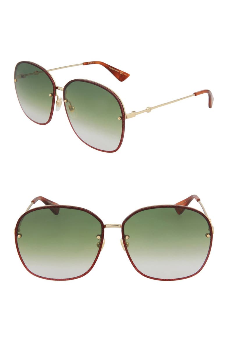 Gucci 63mm Fashion Rectangle Sunglasses, Main, color,