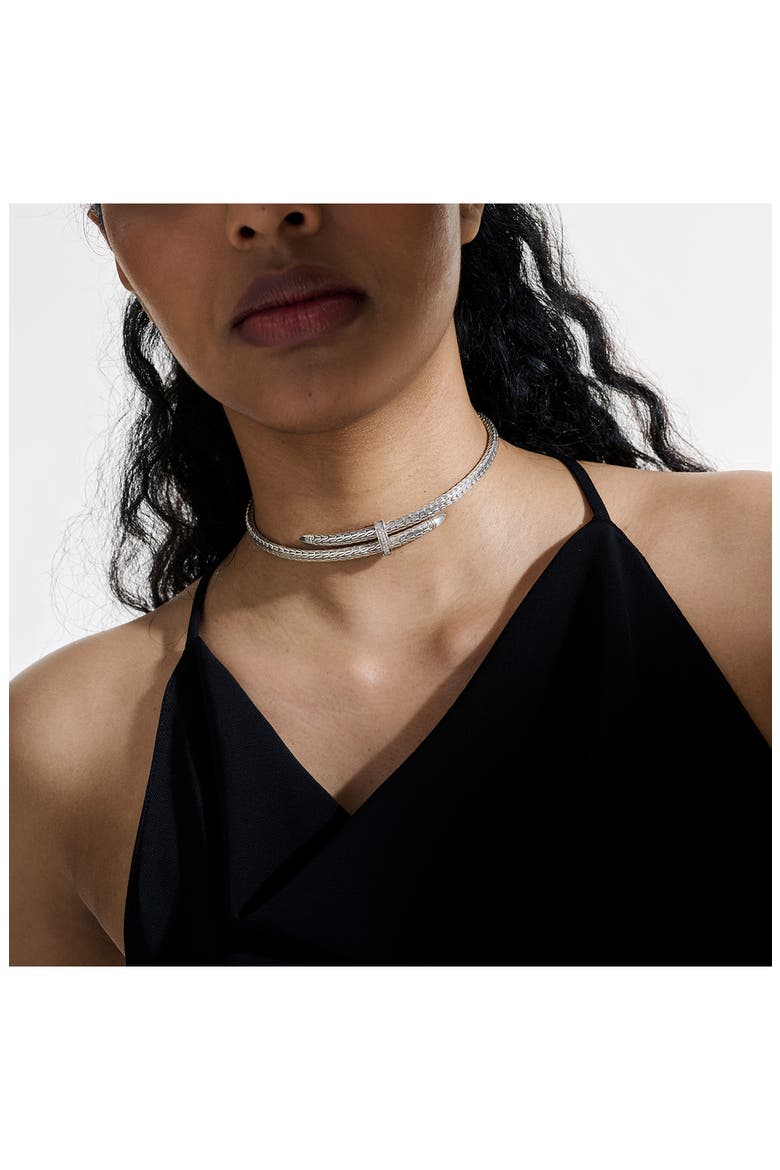 Spear Coil Choker, Diamonds, Alternate, color, STERLING SILVER