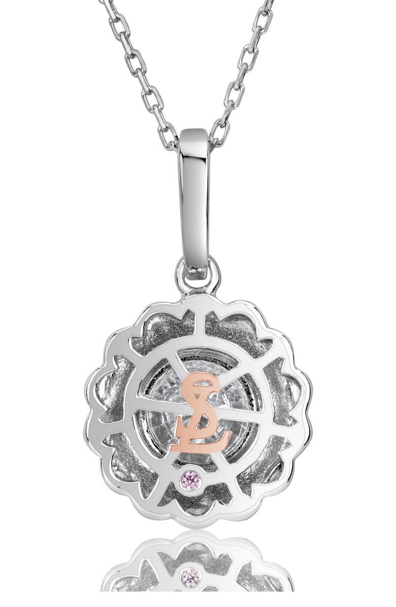 SUZY LEVIAN Sterling Silver Pavé CZ Halo Pendant Necklace, Alternate, color, Metallic Silver