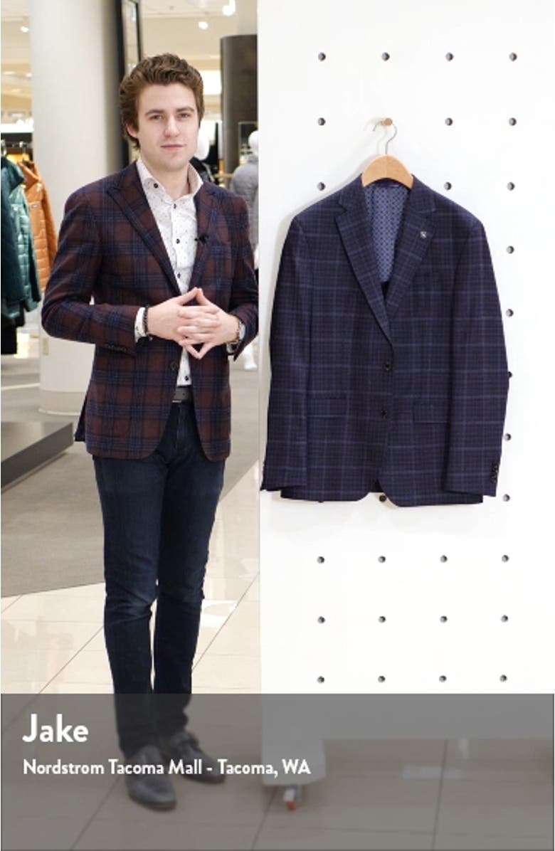 Konan Trim Fit Plaid Wool Sport Coat, sales video thumbnail