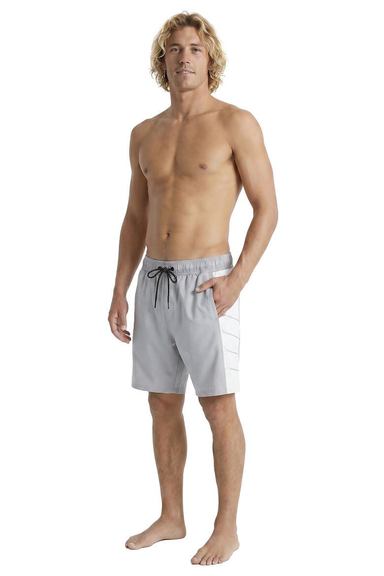 Colorblock Graphic Volley Swim Trunks, Alternate, color, ALLOY