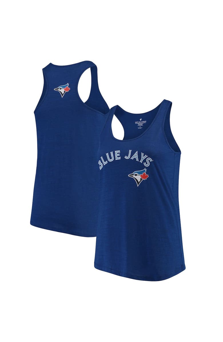 SOFT AS A GRAPE Women's Soft as a Grape Royal Toronto Blue Jays Plus Size Swing for the Fences Racerback Tank Top, Main, color, 