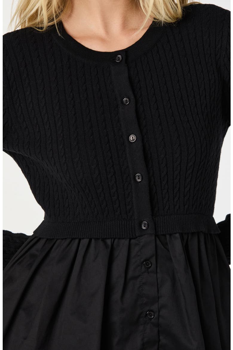 Mixed Media Peplum Top, Alternate, color, BLACK