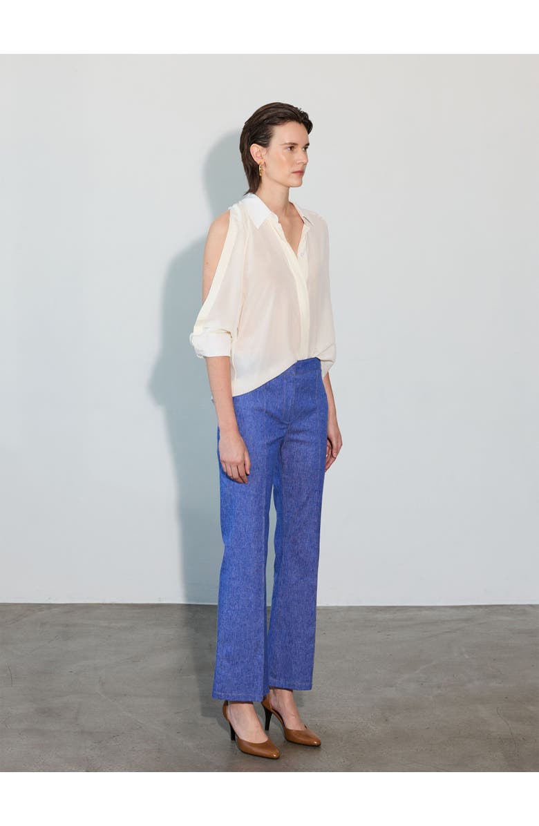 Callas Milano Lola DENIM Stretch Crepe Cropped Flare Trouser, Alternate, color, Blue