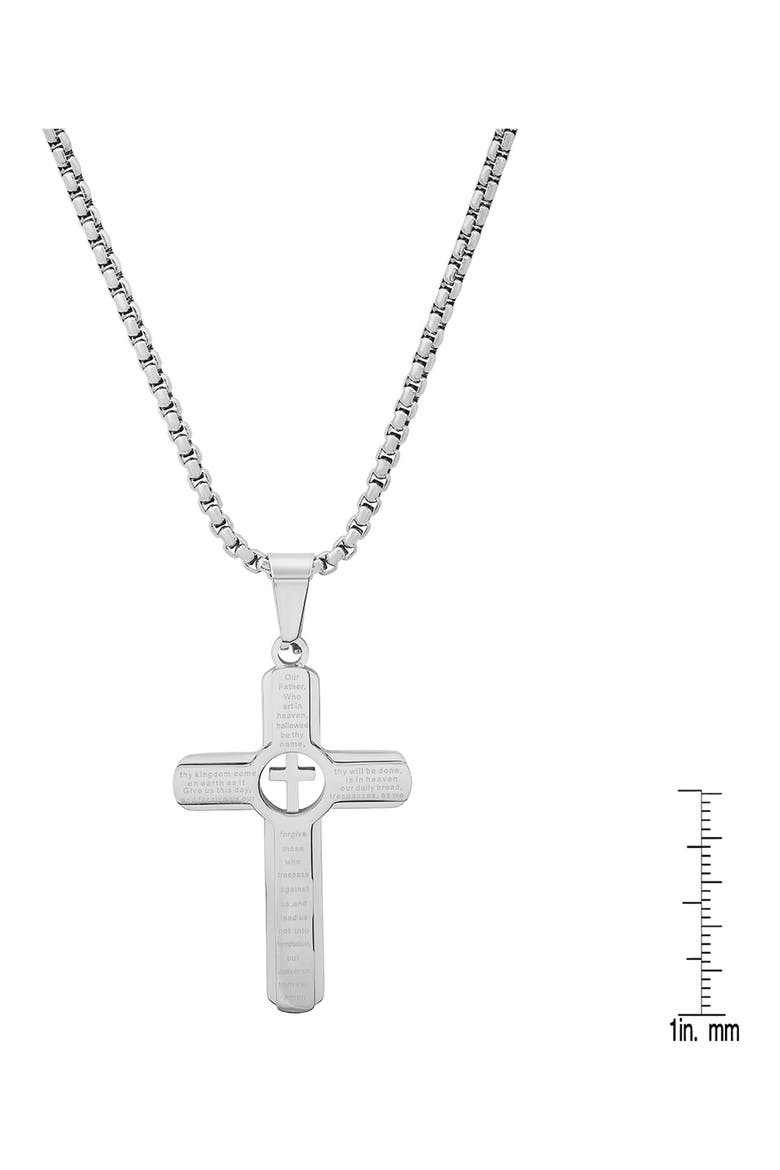 Men's Lord's Prayer Cross Pendant Necklace, Alternate, color, SILVER