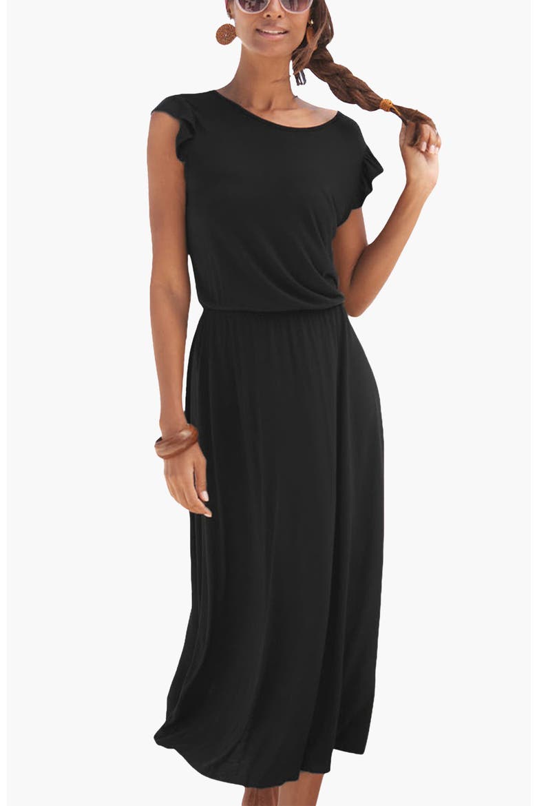 Women's Flutter Sleeve Dress, Main, color, Black