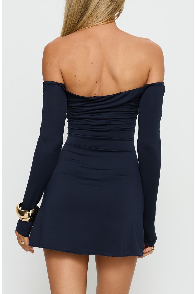 Imeralda Off the Shoulder Long Sleeve Minidress, Alternate, color, NAVY