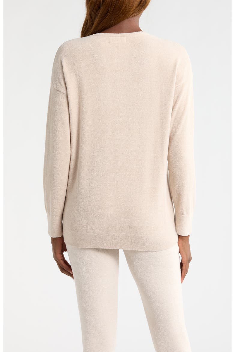 High-Low Hem V-Neck Pajama Pullover Sweater, Alternate, color, STONE