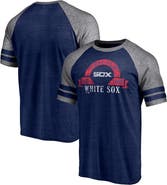 FANATICS Men's Fanatics Branded Heather Navy Chicago White Sox Utility Two-Stripe Raglan Tri-Blend T-Shirt