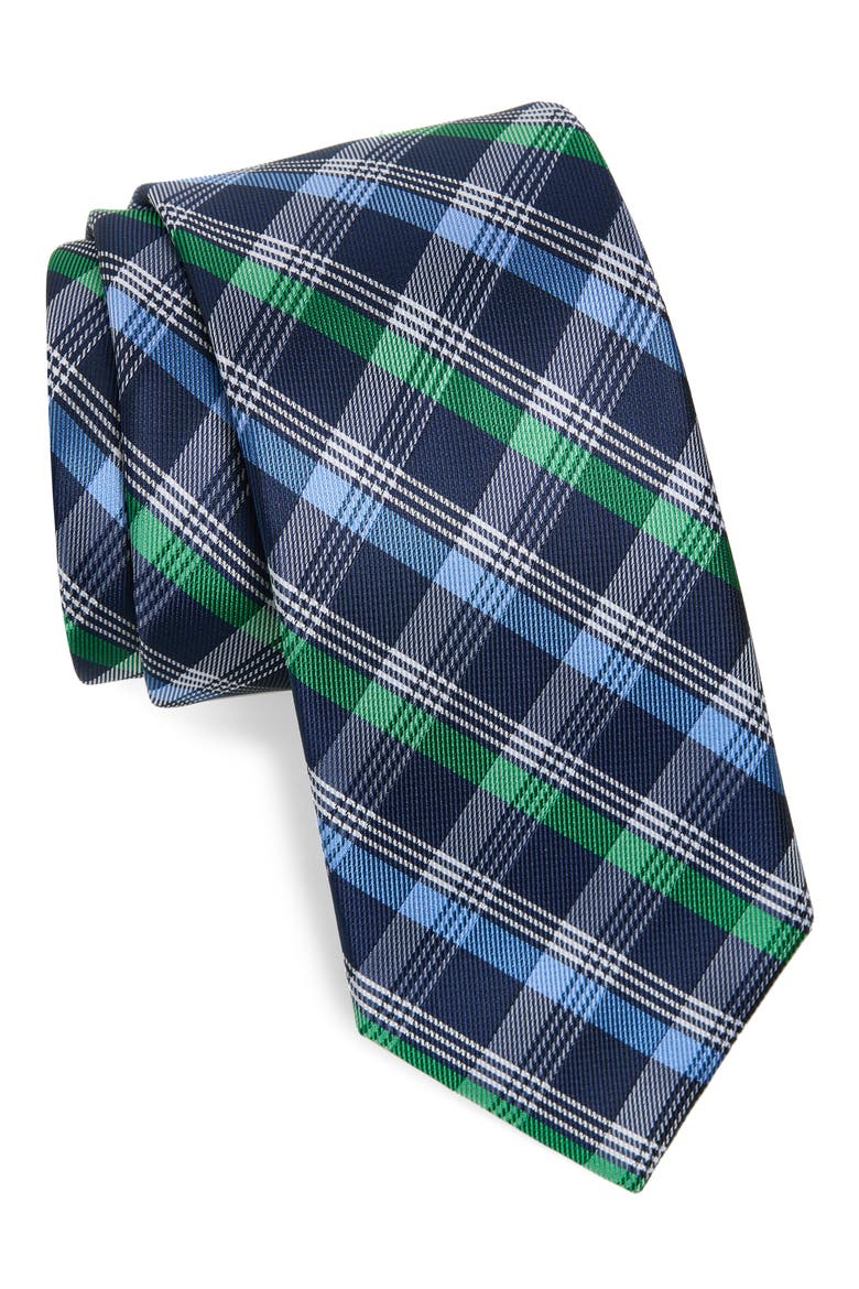 Cruz Plaid Tie, Main, color, NAVY/ GREEN