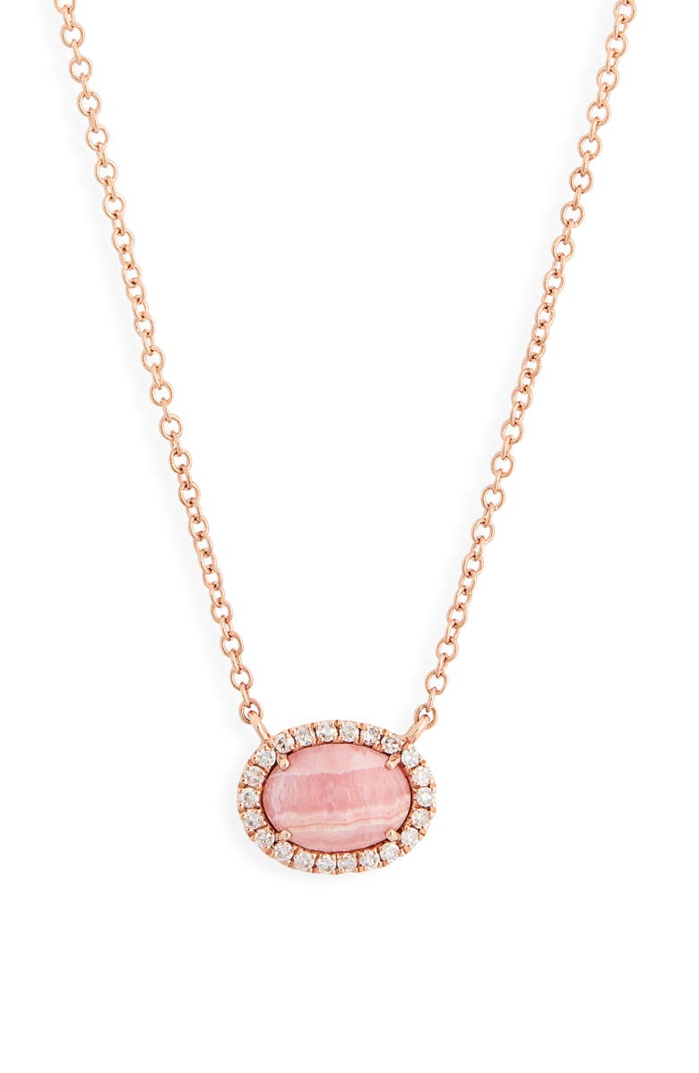 Meira T Rhodochrosite & Diamond Pendant Necklace, Main, color, 