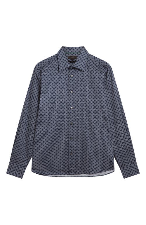 Ted Baker Sef Slim Fit Print Cotton Button-up Shirt In Blue