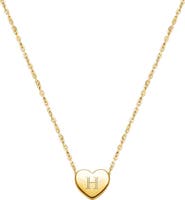 Tiny Blessings 14K Gold Mini Sliding Heart & Engraved Initial 12-14" Necklace