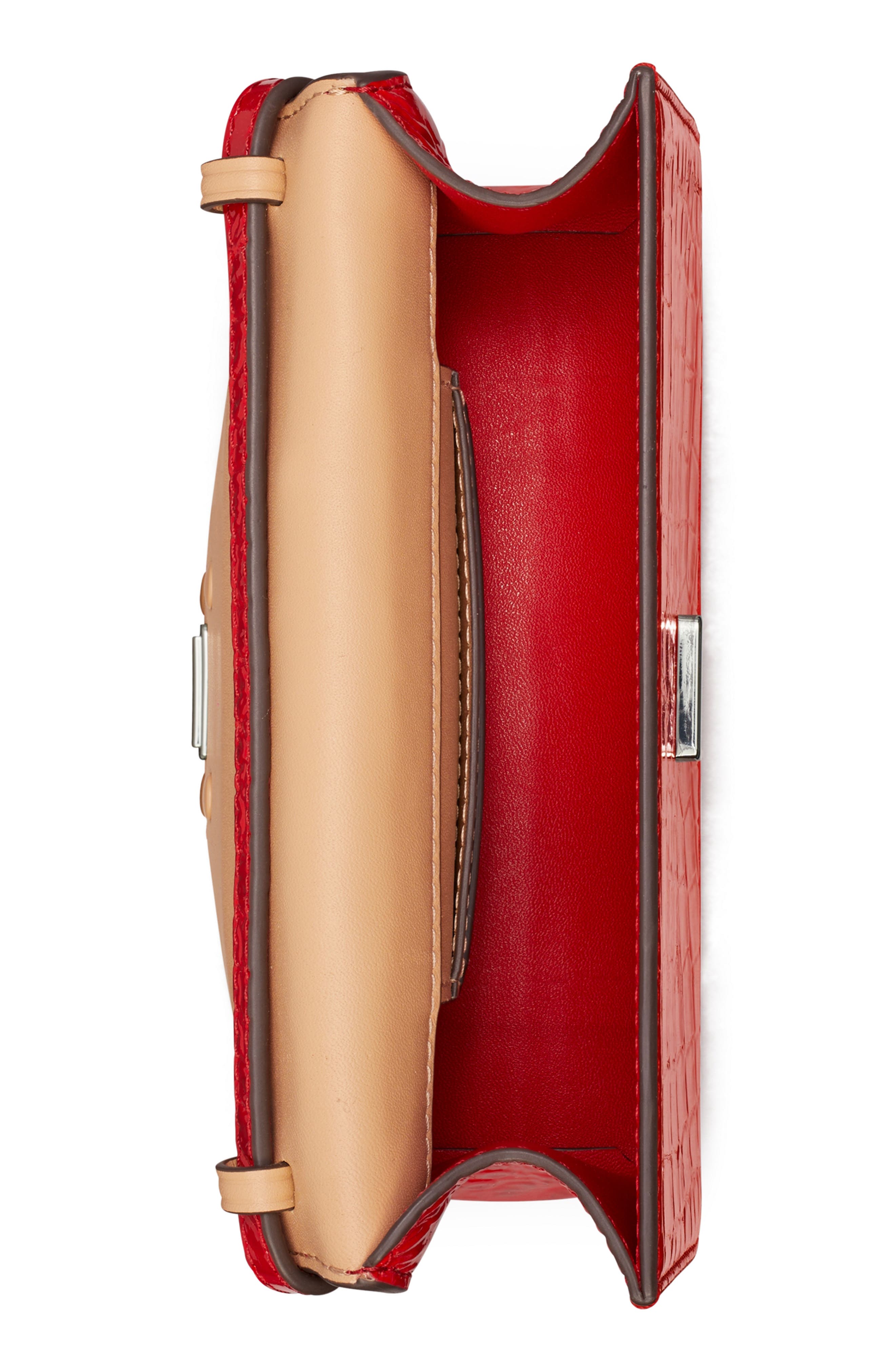 Tory Burch Mini Bon Bon Croc Embossed Top Handle Bag, Alternate, color, 