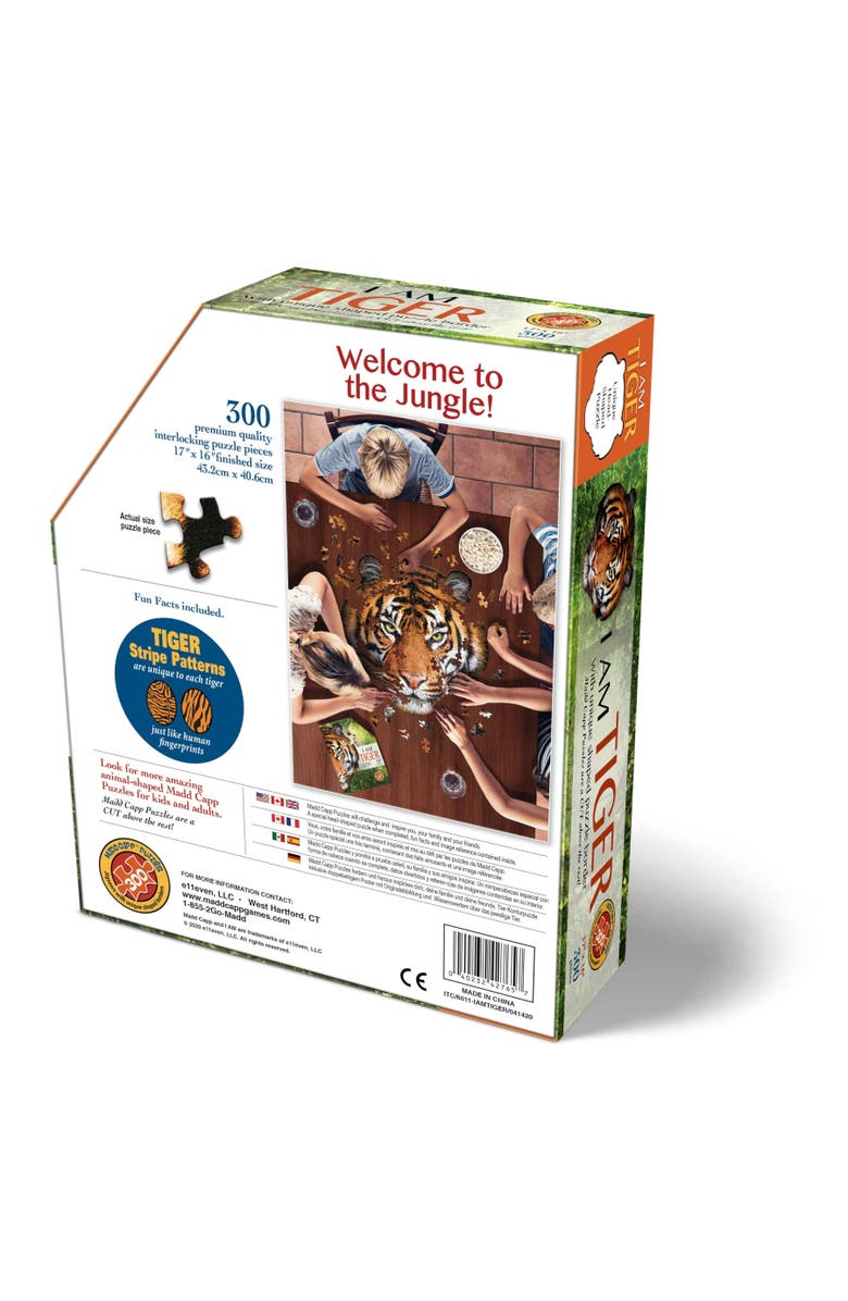 Madd Capp I Am Tiger 300 Pieces Animal Shaped Jigsaw Puzzle, Alternate, color, Multicolored