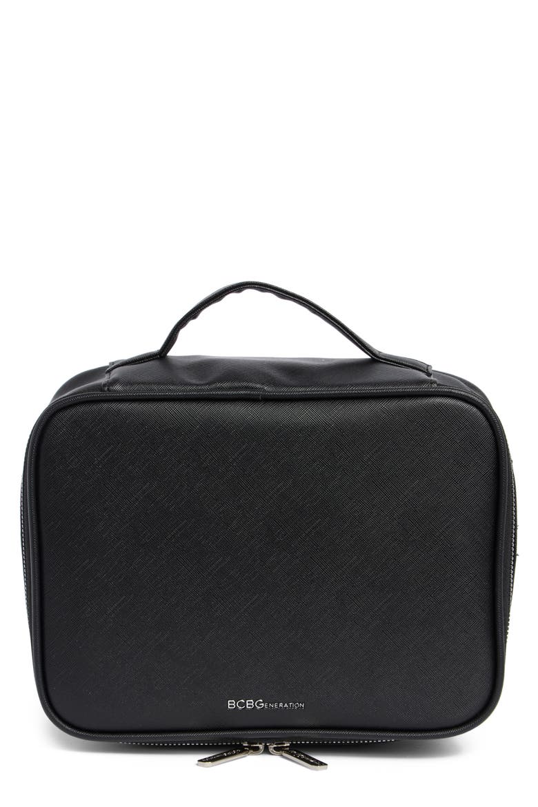 Mirrored Train Case, Main, color, BLACK