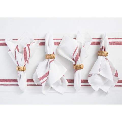 Linen Dinner Napkins - French Stripe, 20" x 20" Inch